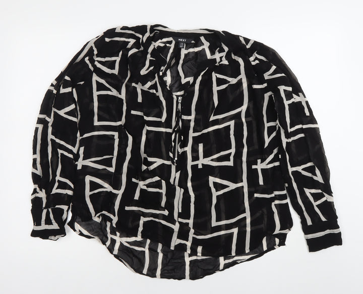 Next Women’s Black White Geometric Tunic Blouse Size 16