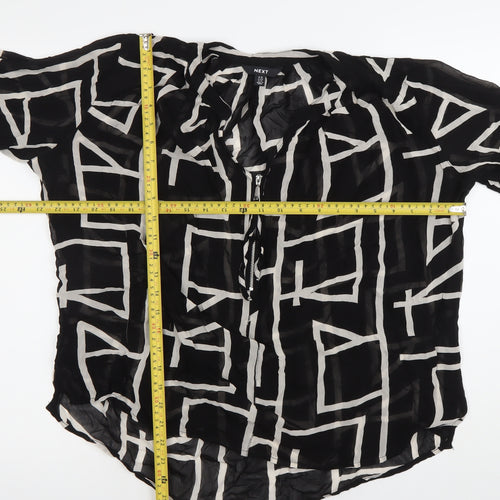 Next Women’s Black White Geometric Tunic Blouse Size 16