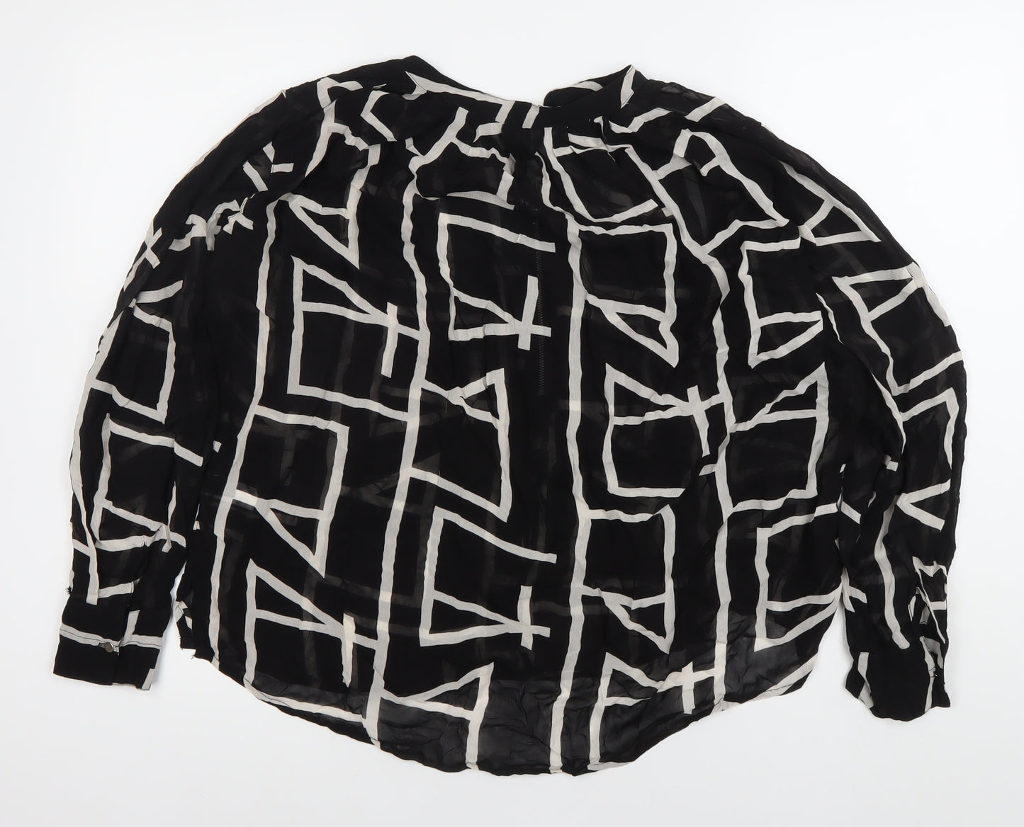 Next Women’s Black White Geometric Tunic Blouse Size 16