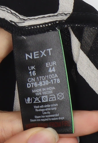 Next Women’s Black White Geometric Tunic Blouse Size 16