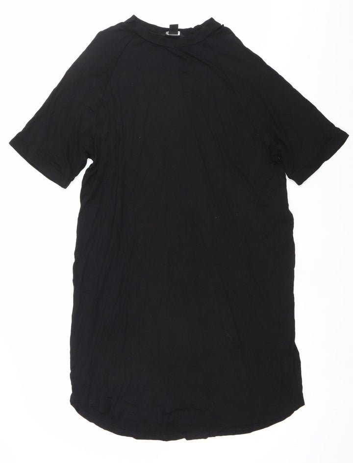 Monki Women’s Black Short Sleeve T-Shirt Dress Size S Crew Neck