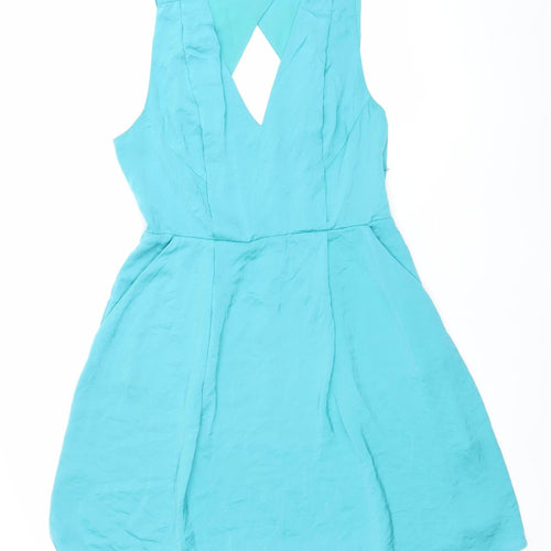 Whistles Women’s Blue Size 12 A-Line Sleeveless Cut Out Dress