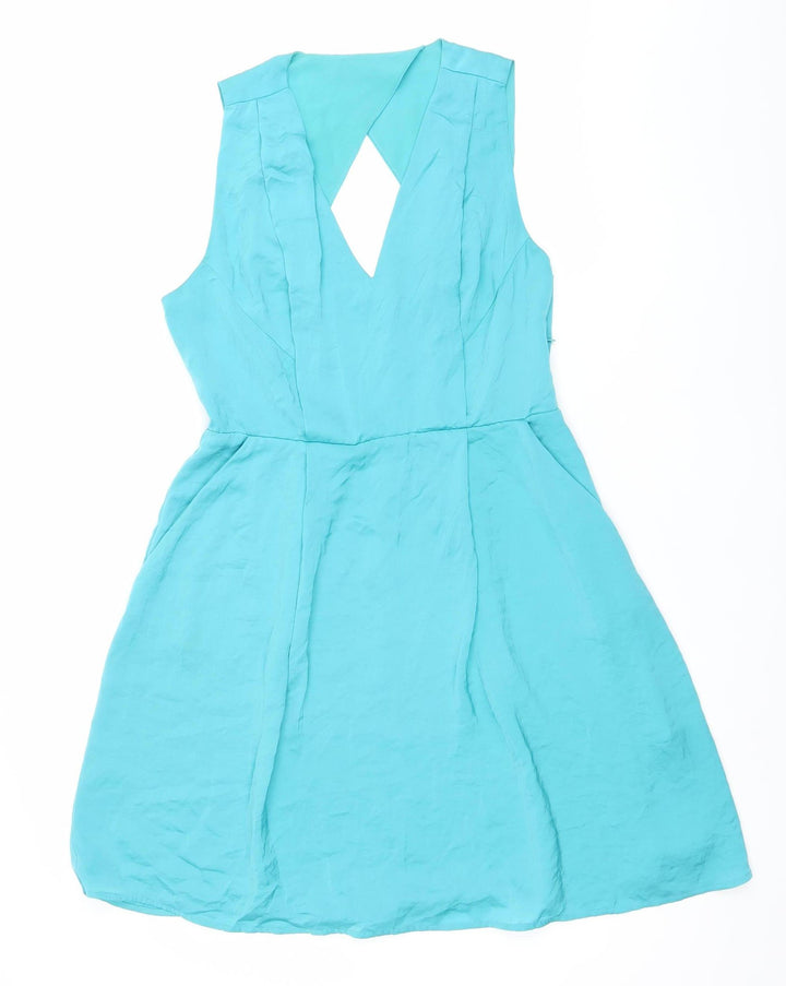 Whistles Women’s Blue Size 12 A-Line Sleeveless Cut Out Dress