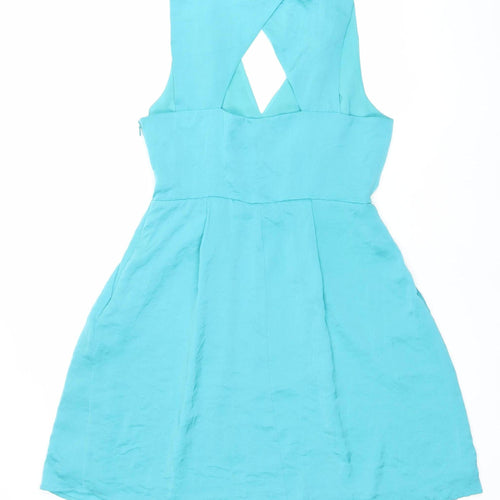 Whistles Women’s Blue Size 12 A-Line Sleeveless Cut Out Dress