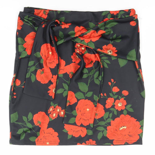 Missguided Women’s Black Floral Pencil Skirt Size 12 Stretch