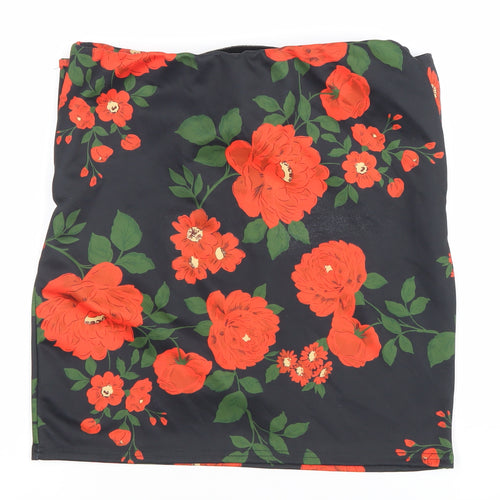 Missguided Women’s Black Floral Pencil Skirt Size 12 Stretch