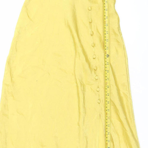 Zara Women’s Yellow Long Slip Dress Size S V-Neck Strappy