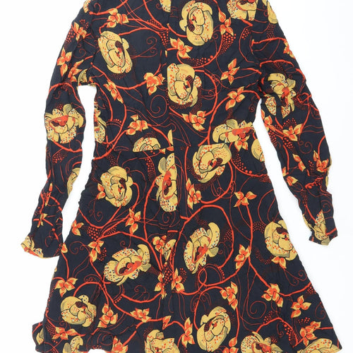 Zara Woman Womens Multicoloured Floral Wrap Mini Dress M