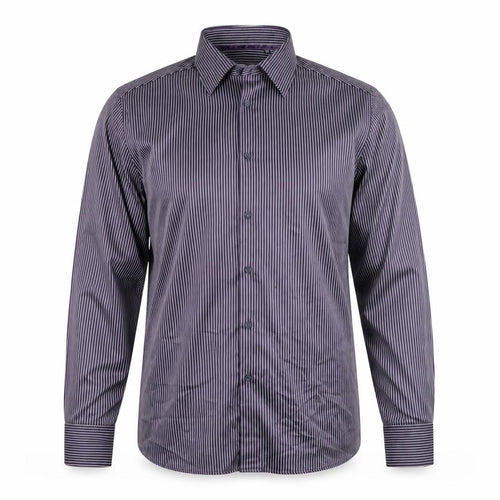 Parx Men’s Purple Striped Slim Fit Dress Shirt 44cm L Long Sleeve