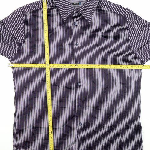 Parx Men’s Purple Striped Slim Fit Dress Shirt 44cm L Long Sleeve
