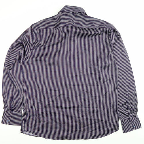 Parx Men’s Purple Striped Slim Fit Dress Shirt 44cm L Long Sleeve