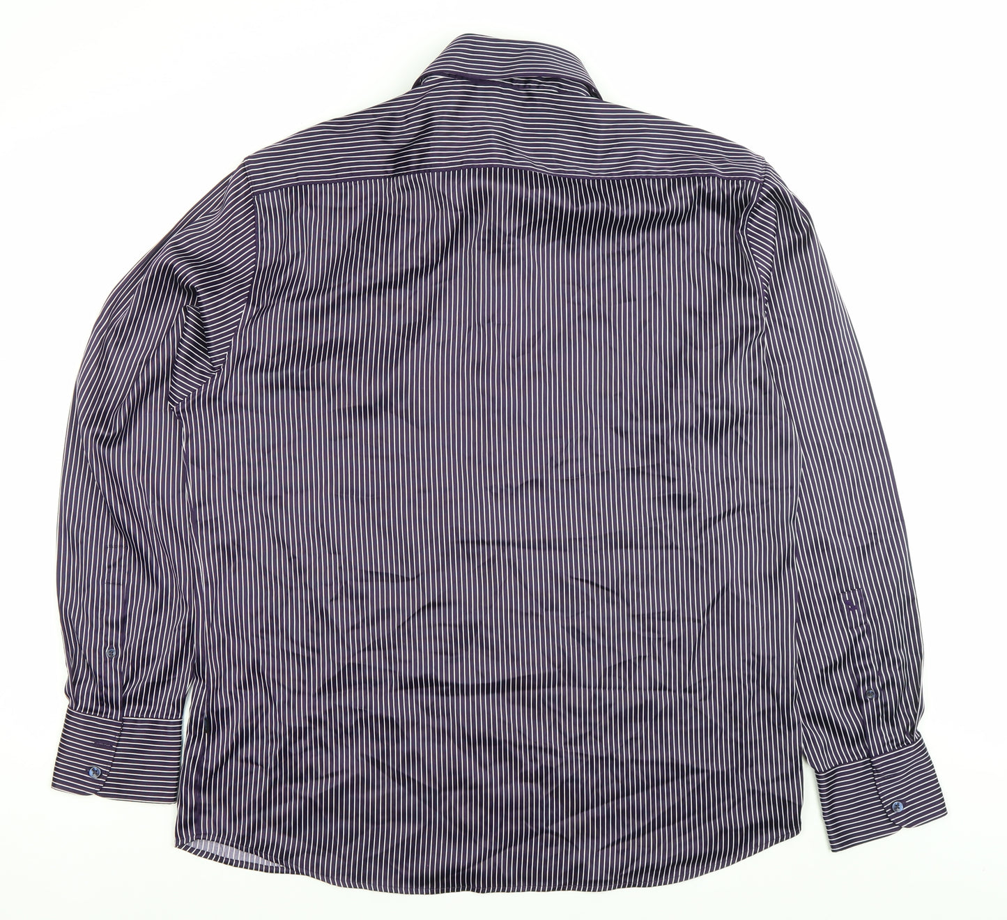 Parx Men’s Purple Striped Slim Fit Dress Shirt 44cm L Long Sleeve