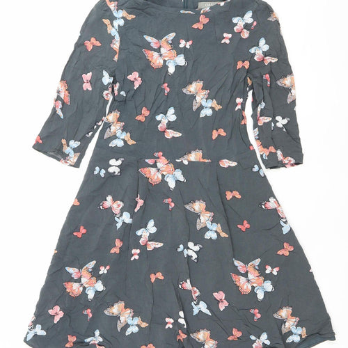 Oasis Women’s Black Butterfly Print A-Line Dress Size 10