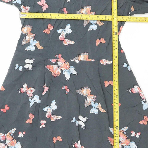 Oasis Women’s Black Butterfly Print A-Line Dress Size 10