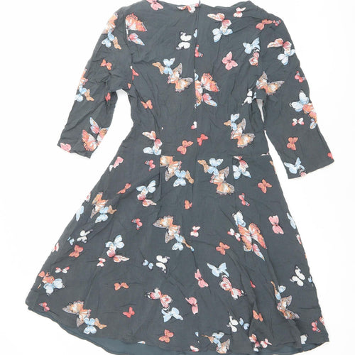 Oasis Women’s Black Butterfly Print A-Line Dress Size 10