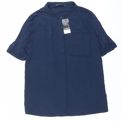 Next Women’s Blue Button-Up Shirt Size 18 Short Sleeve Casual Workwear