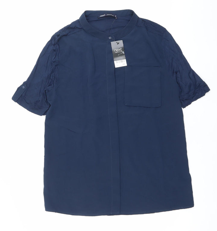 Next Women’s Blue Button-Up Shirt Size 18 Short Sleeve Casual Workwear