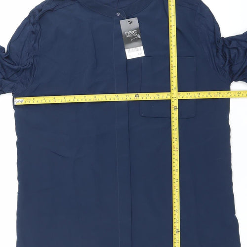 Next Women’s Blue Button-Up Shirt Size 18 Short Sleeve Casual Workwear