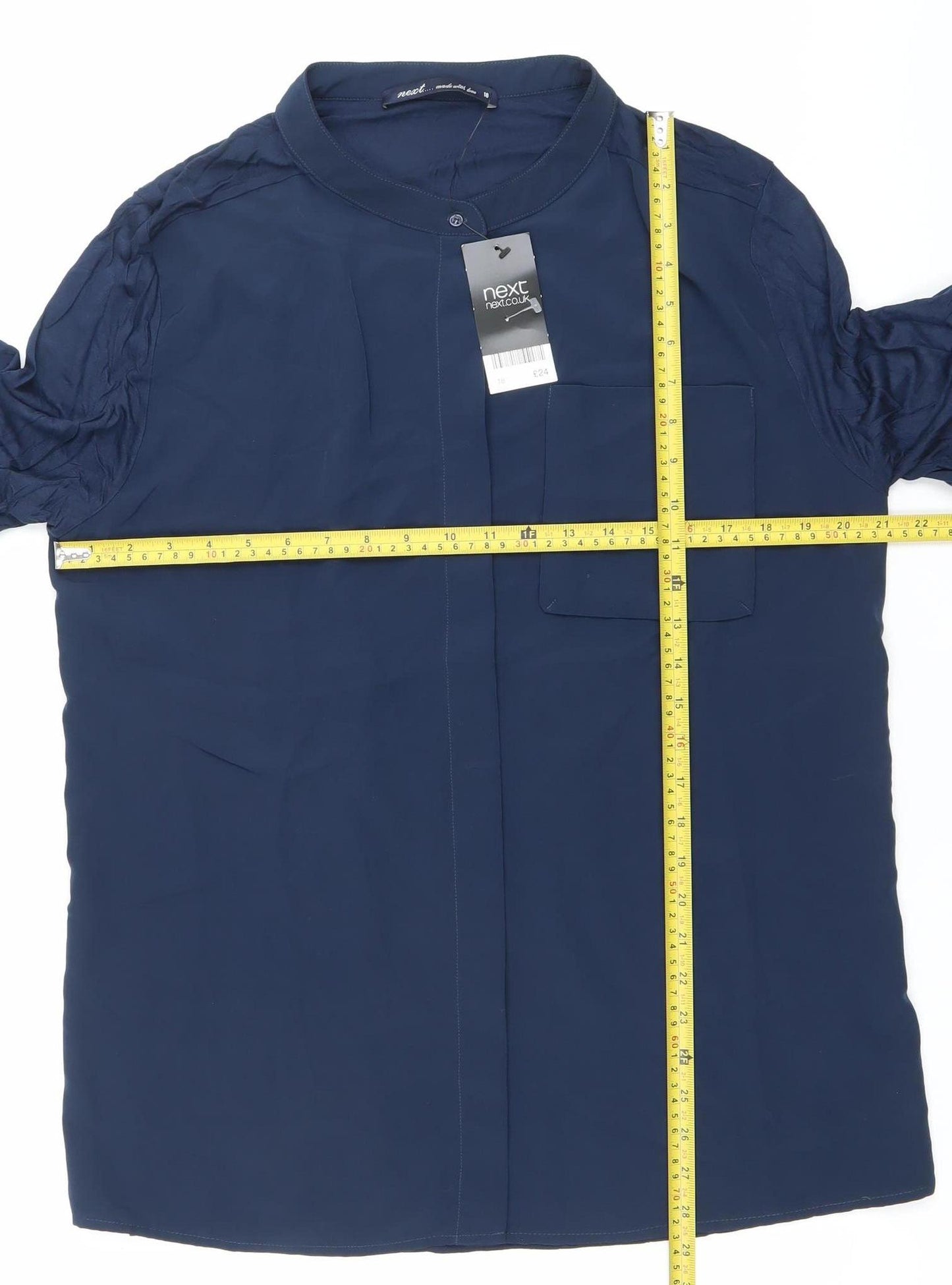 Next Women’s Blue Button-Up Shirt Size 18 Short Sleeve Casual Workwear