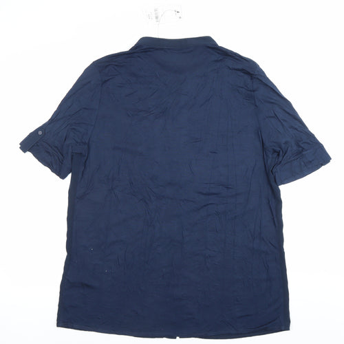 Next Women’s Blue Button-Up Shirt Size 18 Short Sleeve Casual Workwear