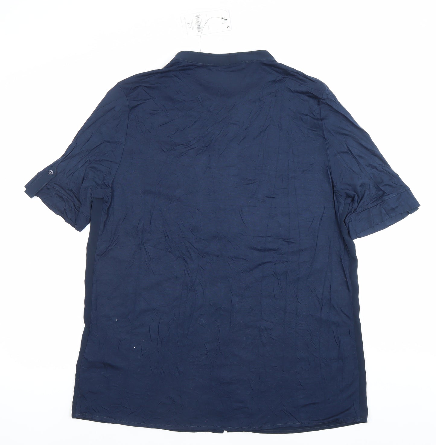 Next Women’s Blue Button-Up Shirt Size 18 Short Sleeve Casual Workwear