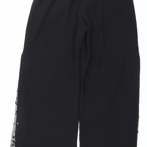 R&M Richards Women Black Size 8 Wide-Leg Beaded Formal Dress Pants