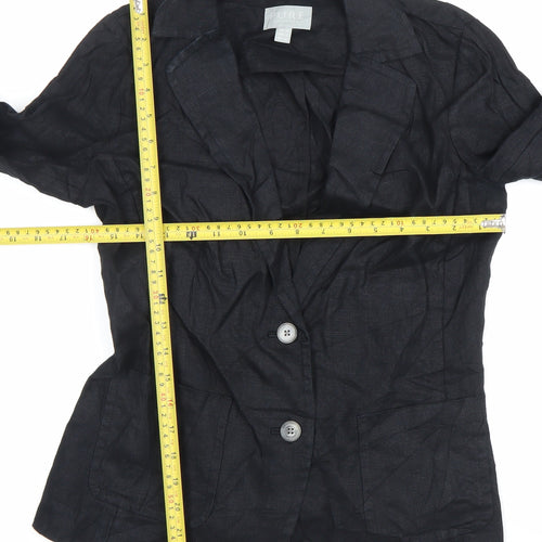 Pure Collection Women’s Black Linen Blazer UK 8 Regular Fit