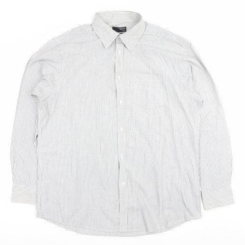 Thomas Nash Men's Grey Striped Long Sleeve Dress Shirt 17in 43cm
