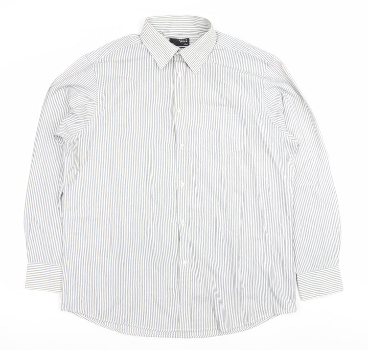 Thomas Nash Men's Grey Striped Long Sleeve Dress Shirt 17in 43cm