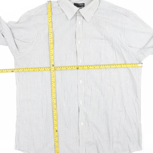 Thomas Nash Men's Grey Striped Long Sleeve Dress Shirt 17in 43cm