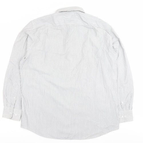 Thomas Nash Men's Grey Striped Long Sleeve Dress Shirt 17in 43cm