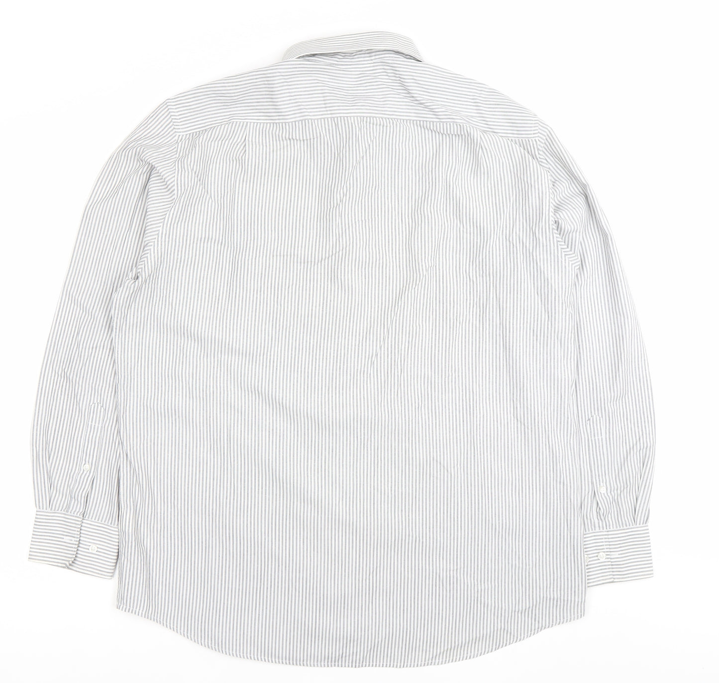 Thomas Nash Men's Grey Striped Long Sleeve Dress Shirt 17in 43cm