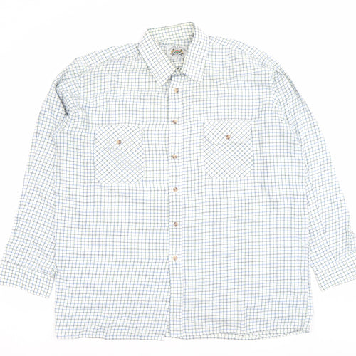 Taylor & Butler Men’s White Check Long Sleeve Button-Up Shirt L