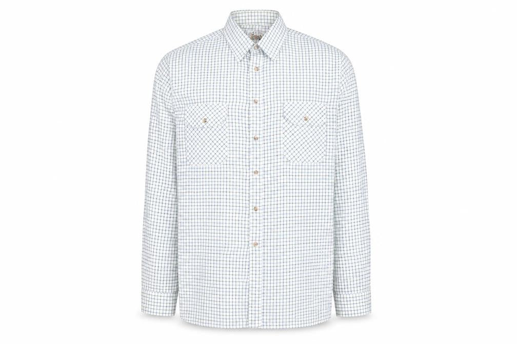 Front view of Taylor & Butler Men’s White Check Long Sleeve Button-Up Shirt L