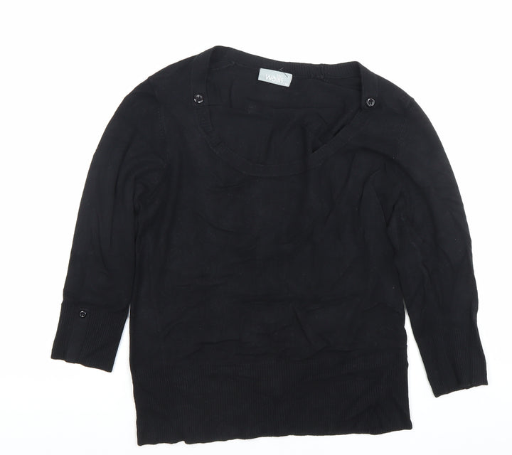 Wallis Women’s Black Scoop Neck 3/4 Sleeve Pullover Jumper Size 14