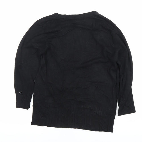 Wallis Women’s Black Scoop Neck 3/4 Sleeve Pullover Jumper Size 14