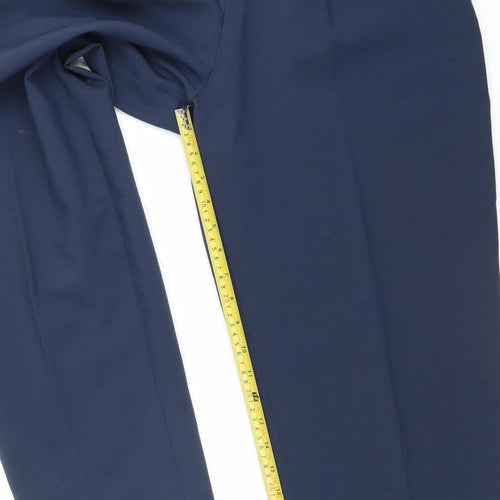 Address Womens Blue Size 12 Pleated High Rise Straight Trousers