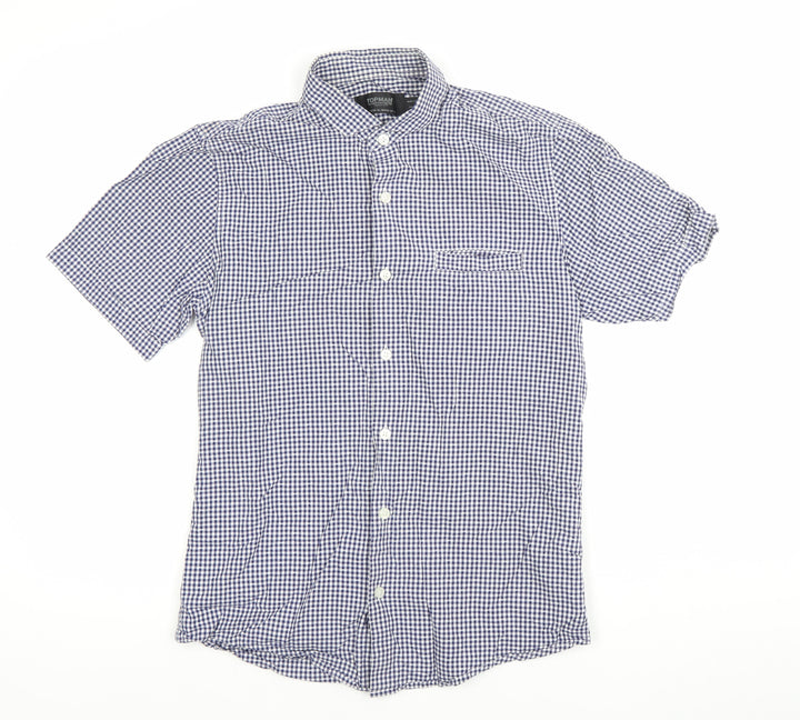 Topman Men's Blue Check Short Sleeve Button-Up Shirt Size S