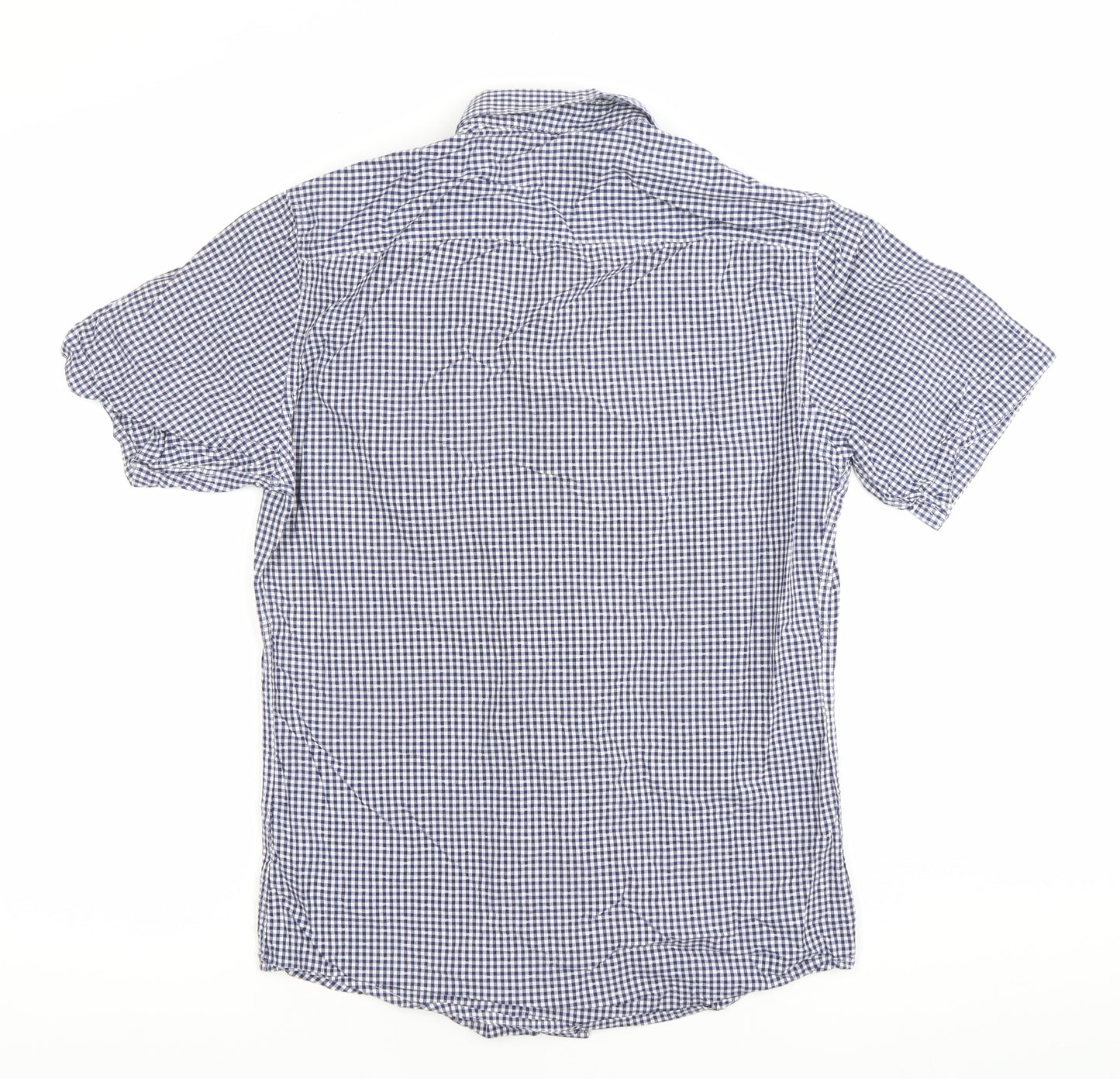 Topman Men's Blue Check Short Sleeve Button-Up Shirt Size S