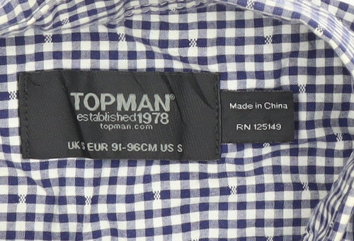 Topman Men's Blue Check Short Sleeve Button-Up Shirt Size S