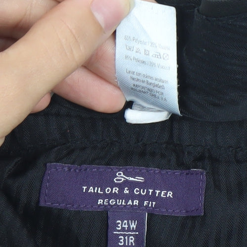 Tailor & Cutter Men’s Black 34W 31L Regular Fit Dress Pants