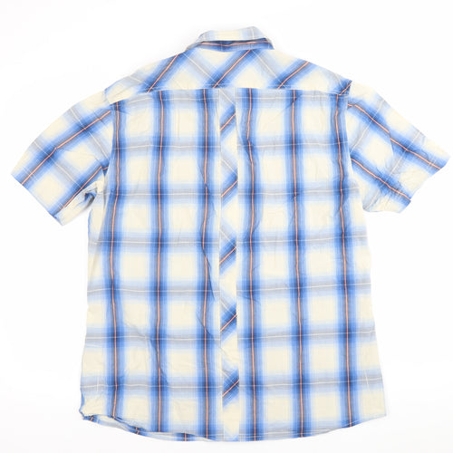 Burton Men's Blue Check Short Sleeve Cotton Casual Shirt L