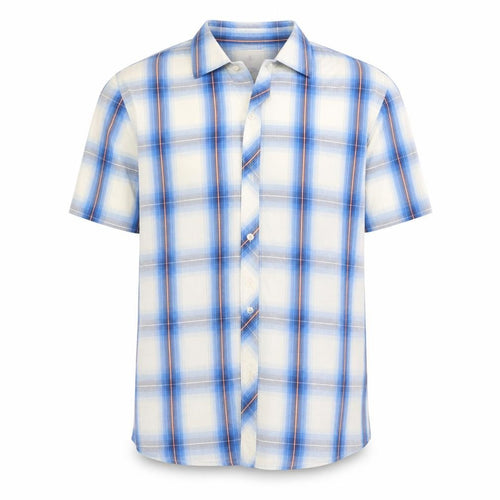 Burton Men's Blue Check Short Sleeve Cotton Casual Shirt L