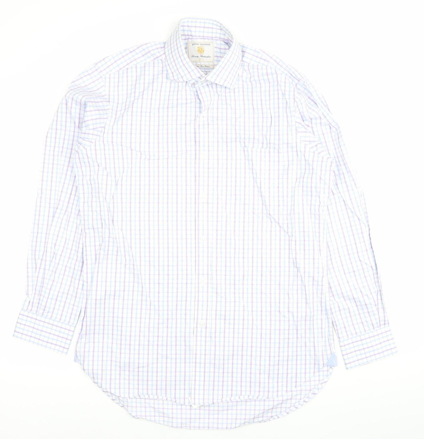 Brook Taverner Men’s Multicoloured Check Cotton Dress Shirt 15.5 Long Sleeve