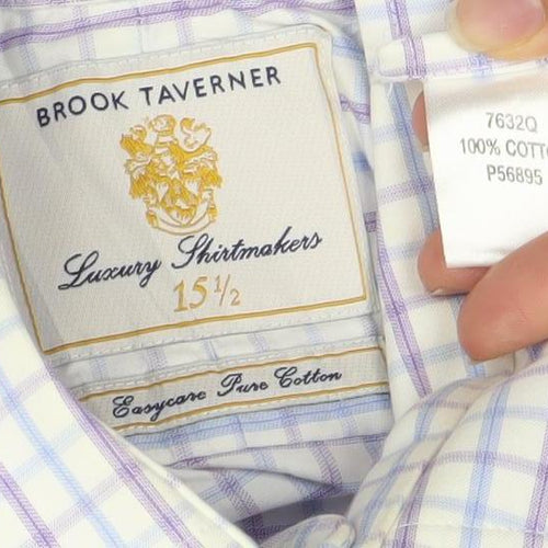 Brook Taverner Men’s Multicoloured Check Cotton Dress Shirt 15.5 Long Sleeve