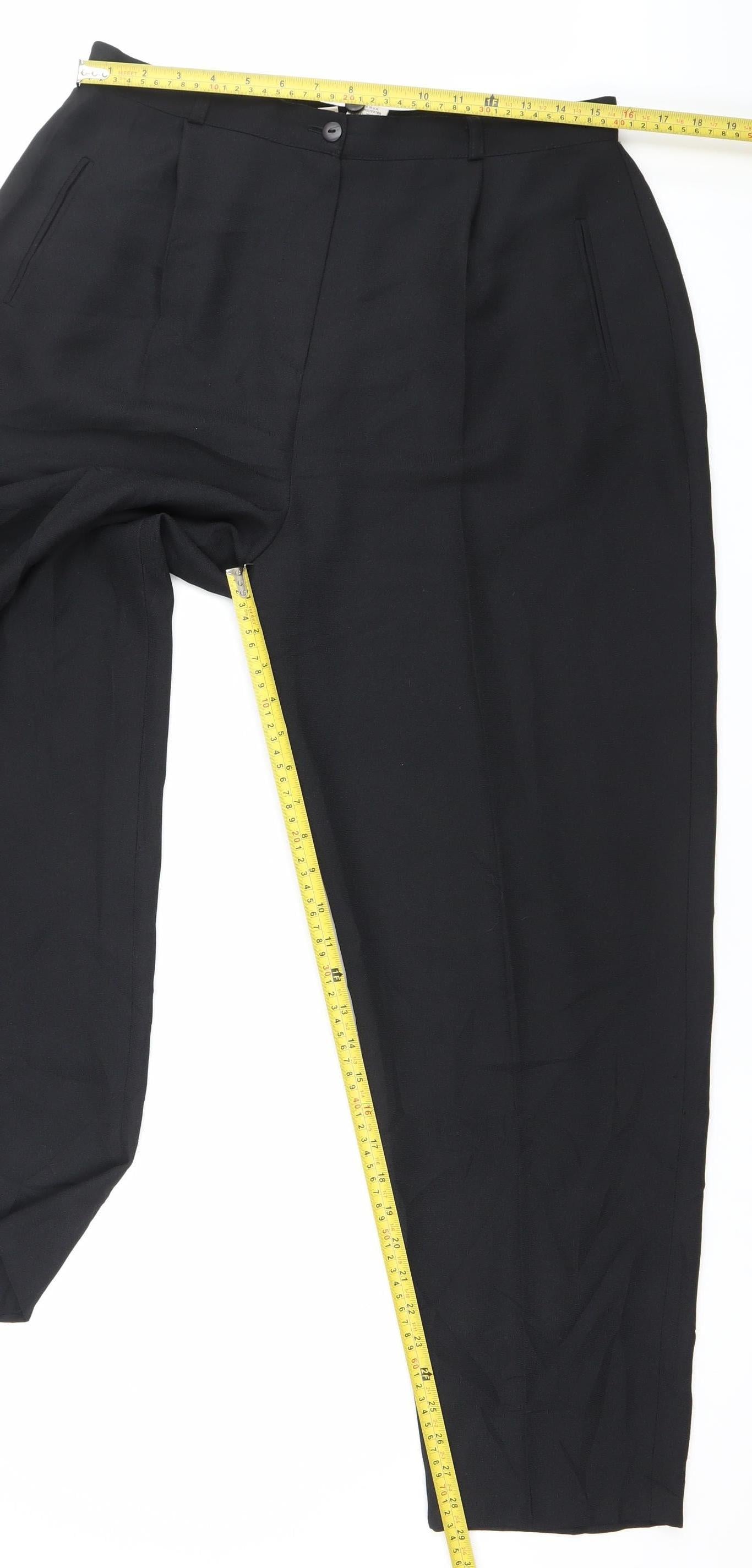 Bon Marche Womens Black Size 18 Pleated Straight Trousers