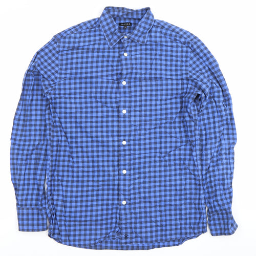 Jaeger Men’s Blue Check Cotton Button-Up Shirt Size S