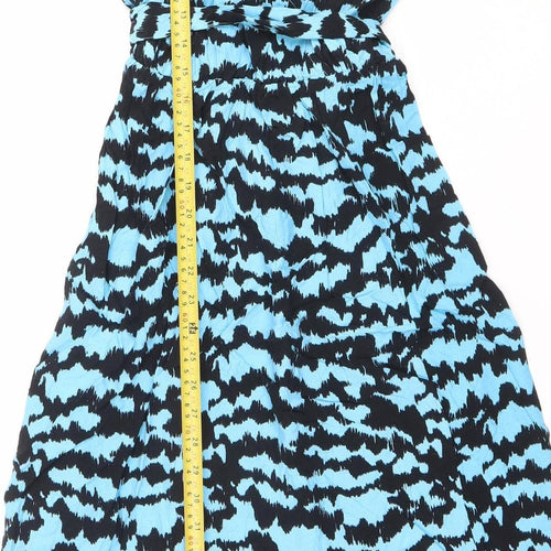 Marks and Spencer Women’s Blue Black Animal Print Ruched Bodycon Dress Size 8
