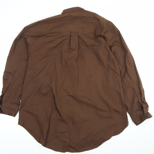 Collusion Unisex Adults Brown Button-Up Shirt Size L Long Sleeve