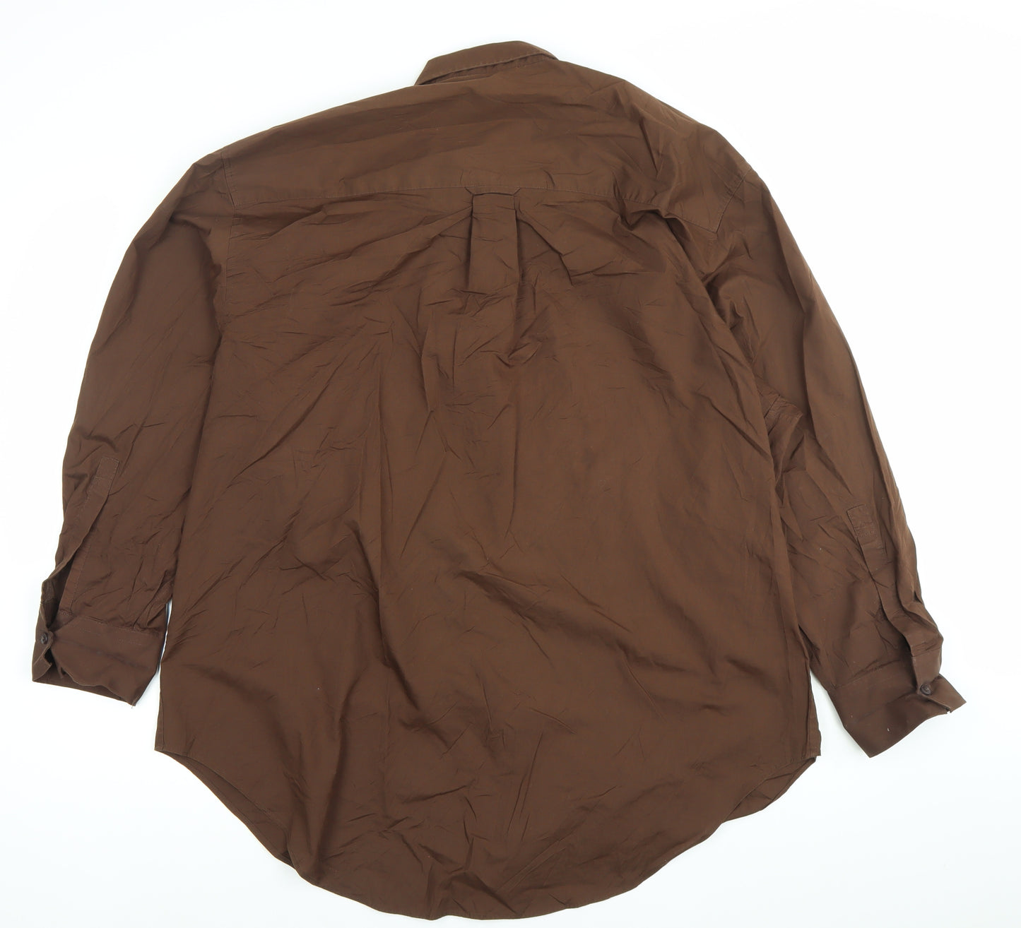 Collusion Unisex Adults Brown Button-Up Shirt Size L Long Sleeve
